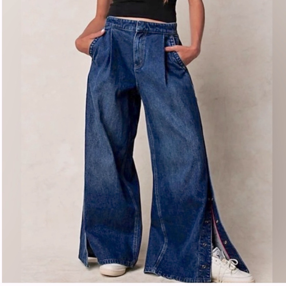 Free People Blue Flare & Wide Leg Jeans